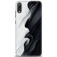 Huawei Y7 Prime 2019 Kılıf HD Baskılı Kılıf - Black and White + Tam Ekran Koruyucu
