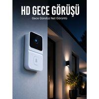 Beyaz Akıllı Güvenlik Kapı Zili | Telefon Kontrollü Wi-fi Görüntülü Kapı Zili