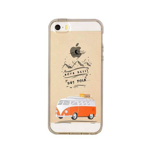 iPhone 5 Rota Belli Desenli Premium Şeffaf Silikon Kılıf