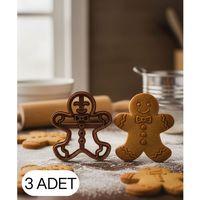 3Lü Zencefilli Adam Figürlü Kurabiye Kalıbı Hamur Kesici Şeker ve Oyun Hamuru İçin Tek Parça
