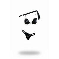 Siyah Harness Takım Deri Büstiyer Zincir Detaylı - Brf1353