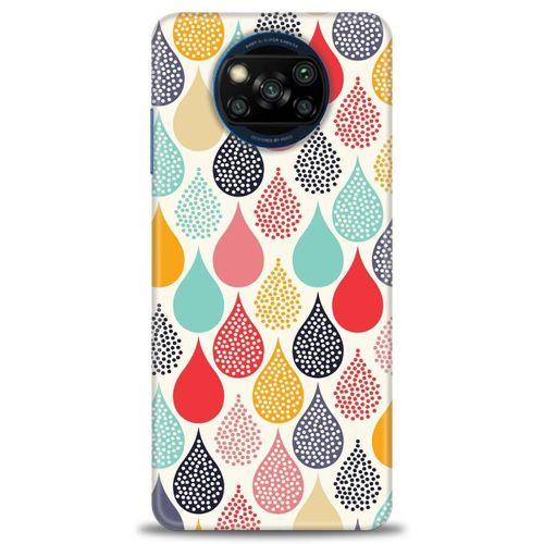 Xiaomi Poco X3 NFC Kılıf HD Baskılı Kılıf - Renk Damlaları + Tam Ekran Koruyucu