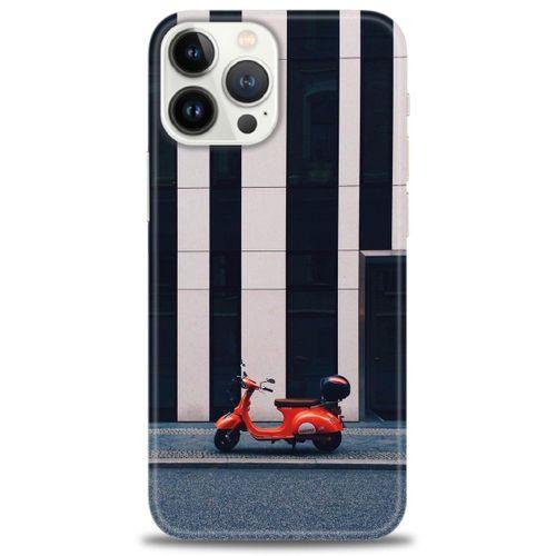 iPhone 13 Pro Max Kılıf HD Baskılı Kılıf - Kırmızı Motor + Tam Ekran Koruyucu