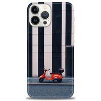 iPhone 13 Pro Max Kılıf HD Baskılı Kılıf - Kırmızı Motor + Tam Ekran Koruyucu