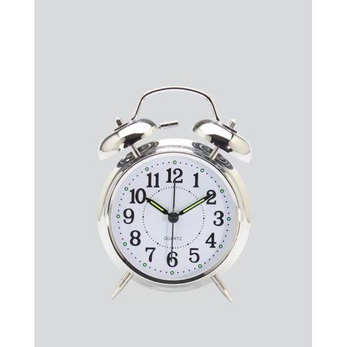 Gümüş Renkli Sessiz Işıklı Dekoratif Masa Üstü Çalar Saat Alarmlı