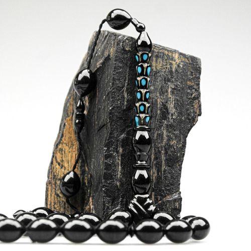 Oltu Taşı Özel Seri  Palmiye Desen İmame Oyma  İşçilikli Tespih