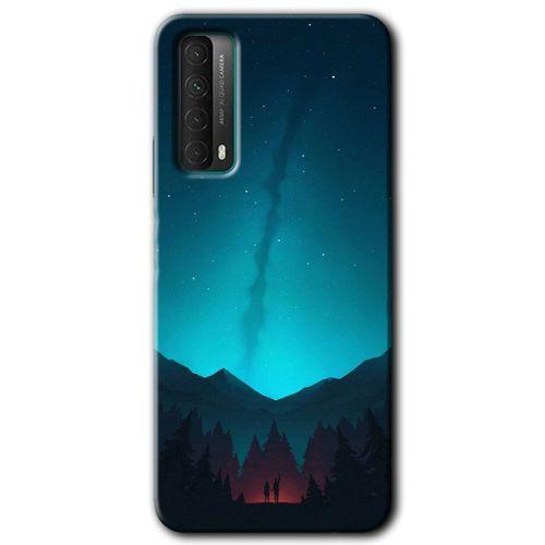 MRCİLETİSİM Huawei P Smart 2021 Kılıf HD Desen Baskılı Arka Kapak + Temperli Cam - Night Fores Mount