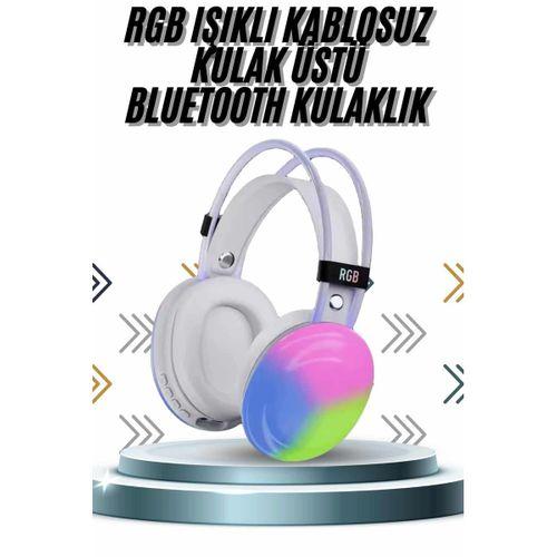 Kablosuz Bluetooth Kulaklık Rgb Işıklı Kulak Üstü 5 3 Bluetooth Bağlantılı