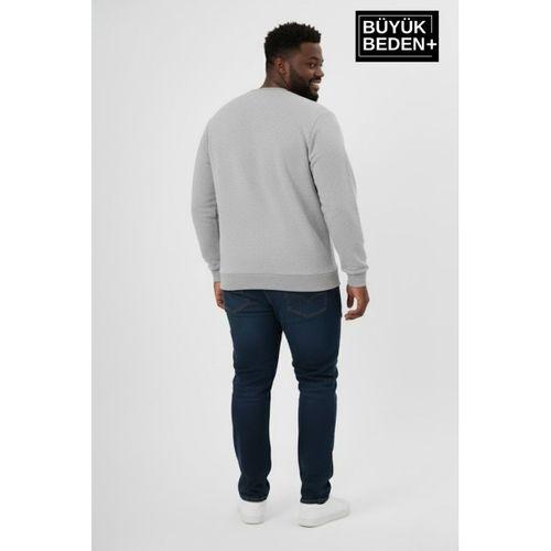 Erkek Büyük Beden Yelken Baskılı Bisiklet Yaka Sweatshirt SPR26BSW956-11