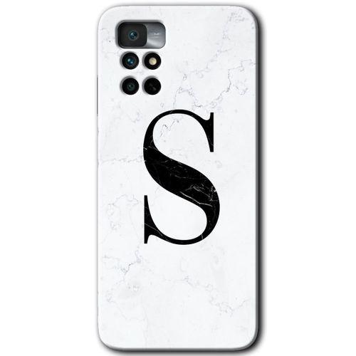 Potkal Hediye Fabrikası Xiaomi Redmi Note 11 4G Kılıf HD Desen Baskılı Arka Kapak - Beyaz Mermer Desenli S Harfi
