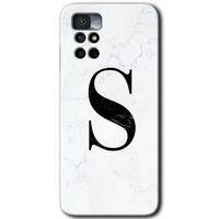 Potkal Hediye Fabrikası Xiaomi Redmi Note 11 4G Kılıf HD Desen Baskılı Arka Kapak - Beyaz Mermer Desenli S Harfi