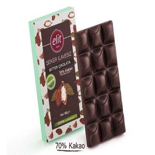 Elit Çikolata Şeker İlavesiz Ve Prebiyotik Bitter Çikolata 60 Gram