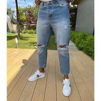 Erkek Buz Mavi Boyfriend Yırtık Detaylı Jean