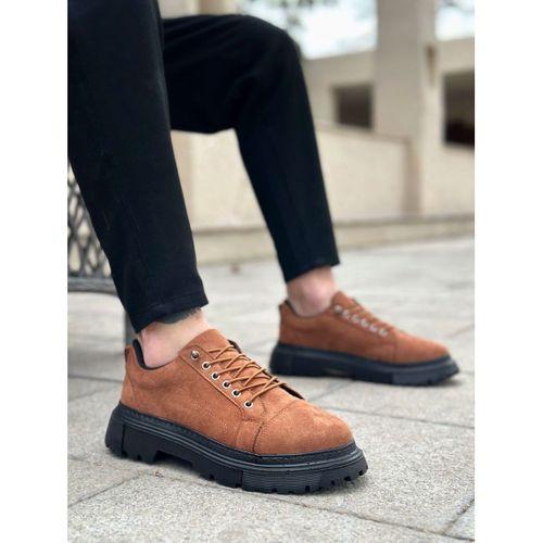 BA0245 Taba Süet Akıllı Lastik Bağcık Yüksek Siyah Taban Günlük Erkek Ayakkabı