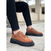 BA0245 Taba Süet Akıllı Lastik Bağcık Yüksek Siyah Taban Günlük Erkek Ayakkabı