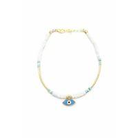 Boncuklu Göz Halhal - Beyaz