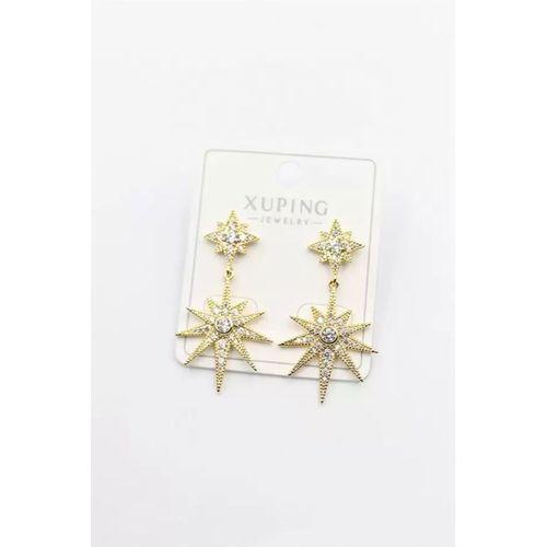 Taşlı Kutup Yıldızı Küpe - Altın