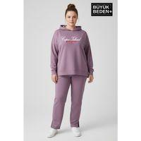 Büyük Beden Kapşonlu Capri İsland Baskılı Tunik ince Sweatshırt  SPR26BTK991-2