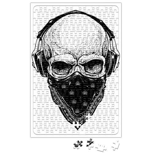 Skull Branca Feminina e Masculina Puzzle 240 Parça Yapboz