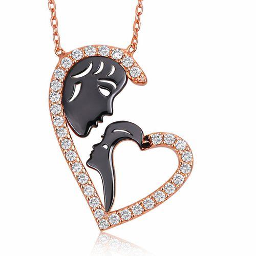 Gümüş Kalpli Anne Çocuk Kolyesi