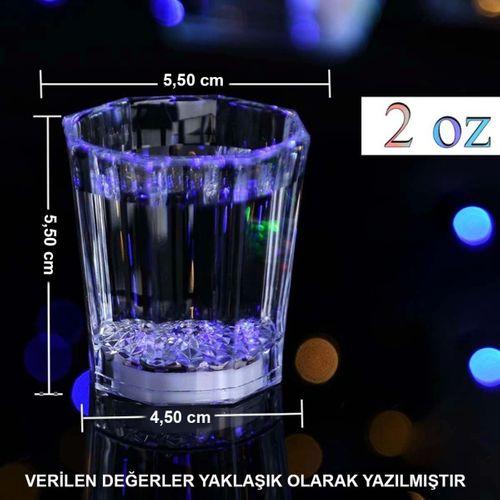 Renkli Led Parlayan Fiber Optik Glow Işıklı Bardak 5,5 X 5,5 Cm 1 Adet - Lisinya