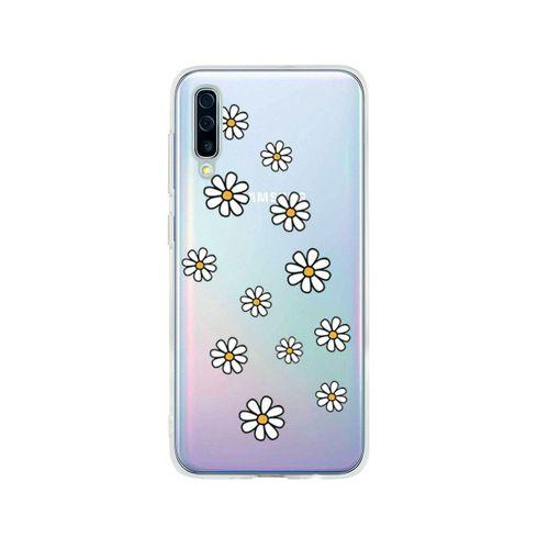 Samsung A50 Papatya Şelalesi Desenli Premium Şeffaf Silikon Kılıf