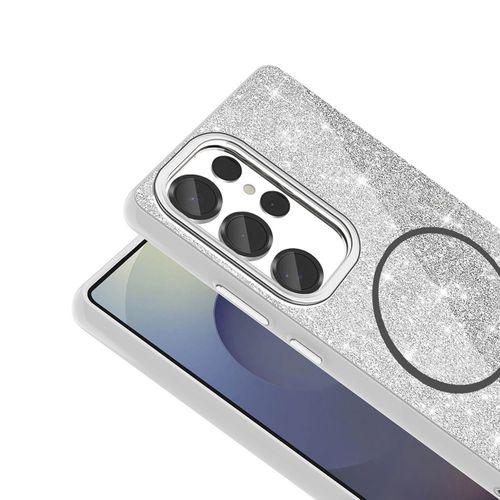 Galaxy S25 Ultra Kılıf M-safe Şarj Özellikli Parlayan Simli Zore Okso Kapak