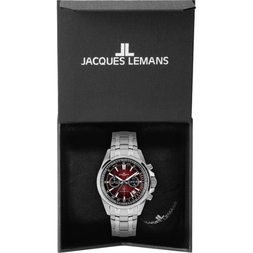 Jacques Lemans Liverpool JL.1-2117ZQ Quartz Çelik Gri Bordo Kadran 20 ATM 44 mm Erkek Kol Saati