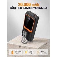 Powerbank 20000 Mah 22.5w Hızlı Şarjlı Ve Kompakt Çoklu Kablo Çıkışlı