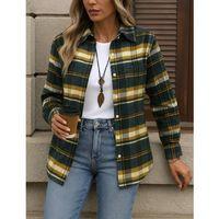 Kadın Uzun Kollu Kare Desenli önden Düğmeli Dokuma Gömlek