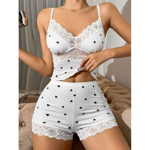 Dantelli Siyah Kalpli Şortlu Pijama Takımı