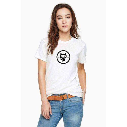 Cat Baskılı Beyaz Kadın Tshirt