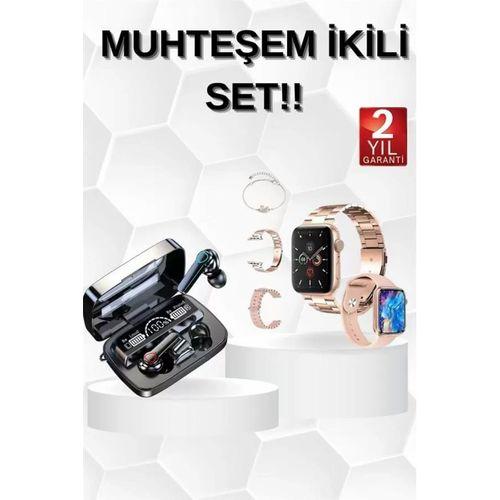 Dijital Göstergeli Powerbank Bluetooth Kulaklık Ve Yeni Nesil Amoled Ekran Akıllı Saat