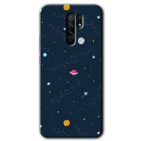 Xiaomi Redmi 9 HD Baskılı Kılıf + 9D Tam Ekran Koruyucu - Çizim Gezegen