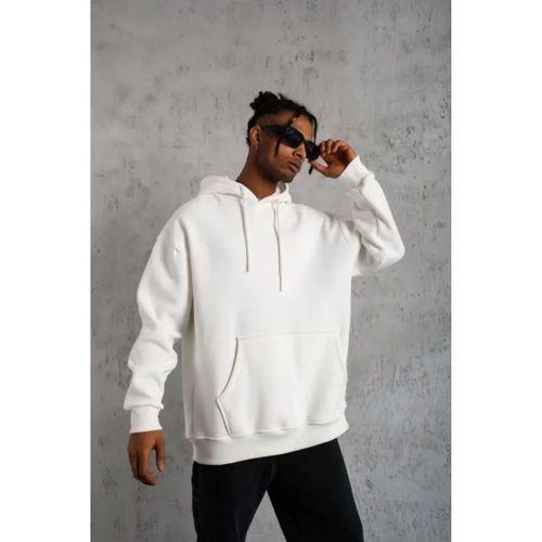 3 İplik Kapşonlu Sweatshirt Hoodie - Beyaz