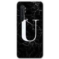 Xiaomi Mi Note 10 Lite Kılıf HD Desen Baskılı Arka Kapak - Siyah Mermer Desenli U Harfi