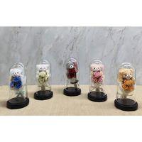 Işıklı Müzikli Fanus içinde Sevimli Ayıcıklı Gül Buketi