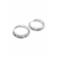 Taşlı Halka Küpe - Gümüş