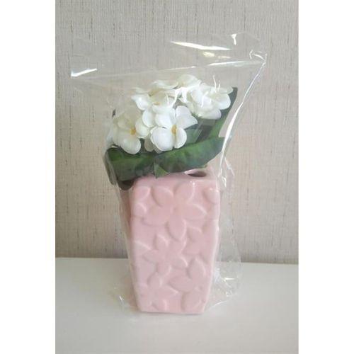 2 Adet Vazo Dahil,Vazoda Çiçek,Beyaz Yapay Çiçek,Vazo Dekoratif Çiçekli Pembe 7X7X17Cm