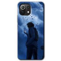 MRCİLETİSİM Xiaomi Mi 11 Lite Kılıf Baskılı Kapak - Sonbahar Yalnızlığı + 5D Tam Kaplayan Cam