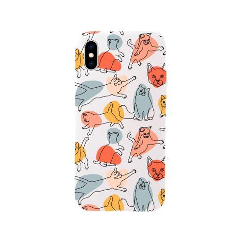 iPhone Xs Max Sevimli Kedi Figürleri Premium Beyaz Lansman Silikonlu Kılıf