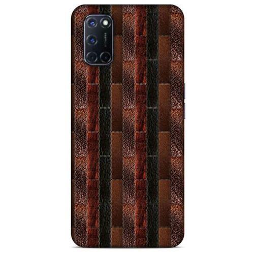 Oppo A92 Kılıf Patchwork (8) Baskılı Kılıf Siyah Kahverengi