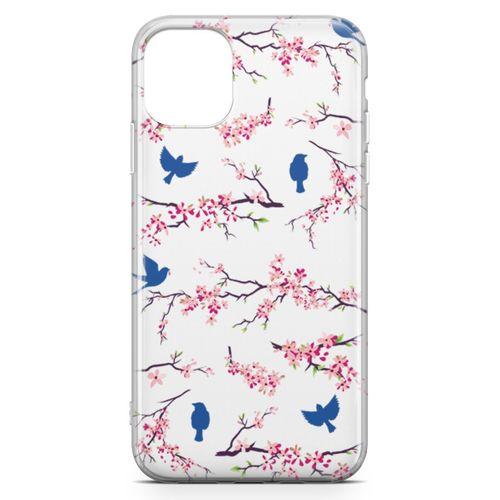 Apple iPhone 11 Pro Max Kılıf Mavi Serçe Arka Kapak Koruma Desenli Full Koruyucu