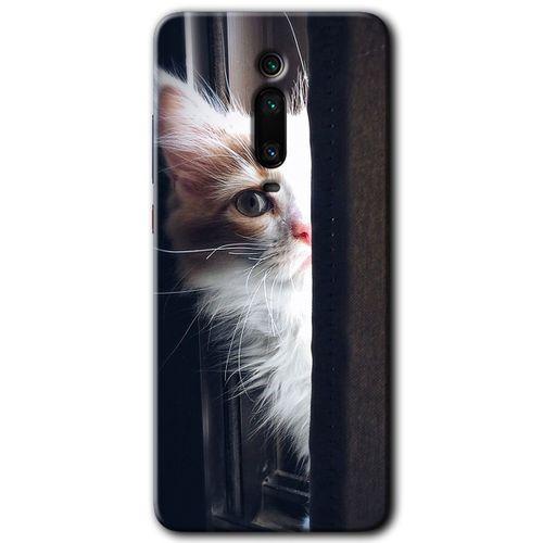 Xiaomi Mi 9T Kılıf HD Desen Baskılı Arka Kapak+Temperli Cam - Kedi Bakışı