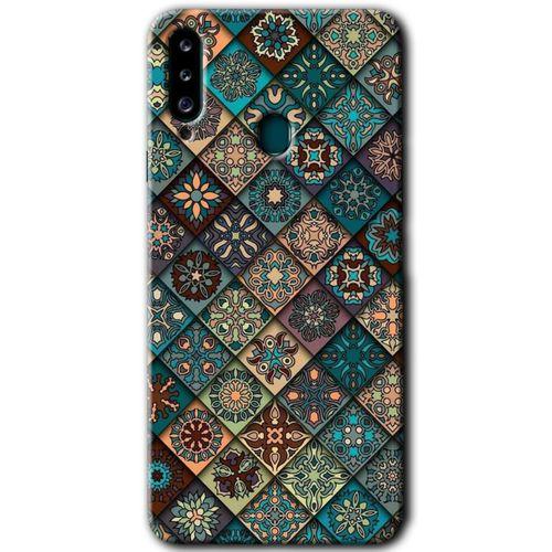 Samsung Galaxy A20s Kılıf Baskılı Kapak - Mandala Desen +Tam Ekran Koruyucu