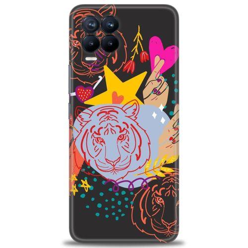 Realme 8 Kılıf HD Baskılı Kılıf - Kaplan + Tam Ekran Koruyucu