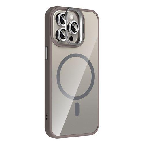 Apple iPhone 15 Pro Kılıf Standlı ve Kamera Lens Hediyeli M-Safe Şarj Özellikli Zore Etro Kapak