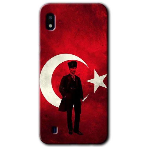 Potkal Hediye Fabrikası Samsung Galaxy A10 Kılıf HD Desen Baskılı Arka Kapak - Atatürk Bayrak