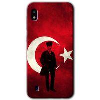 Potkal Hediye Fabrikası Samsung Galaxy A10 Kılıf HD Desen Baskılı Arka Kapak - Atatürk Bayrak