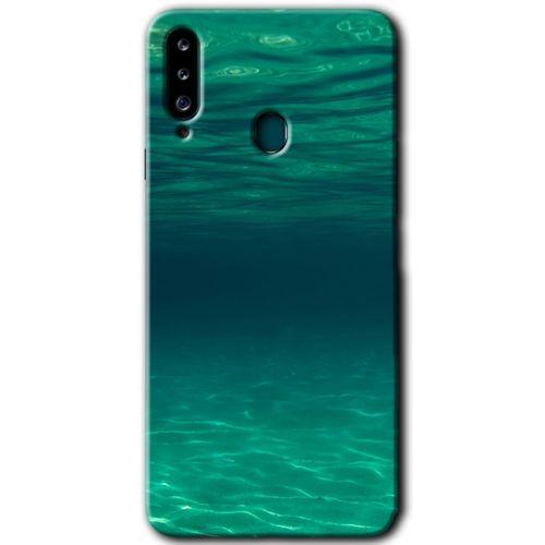 Samsung Galaxy A20s Kılıf Baskılı Kapak - Derin Deniz + 5D Tam Kaplayan Cam